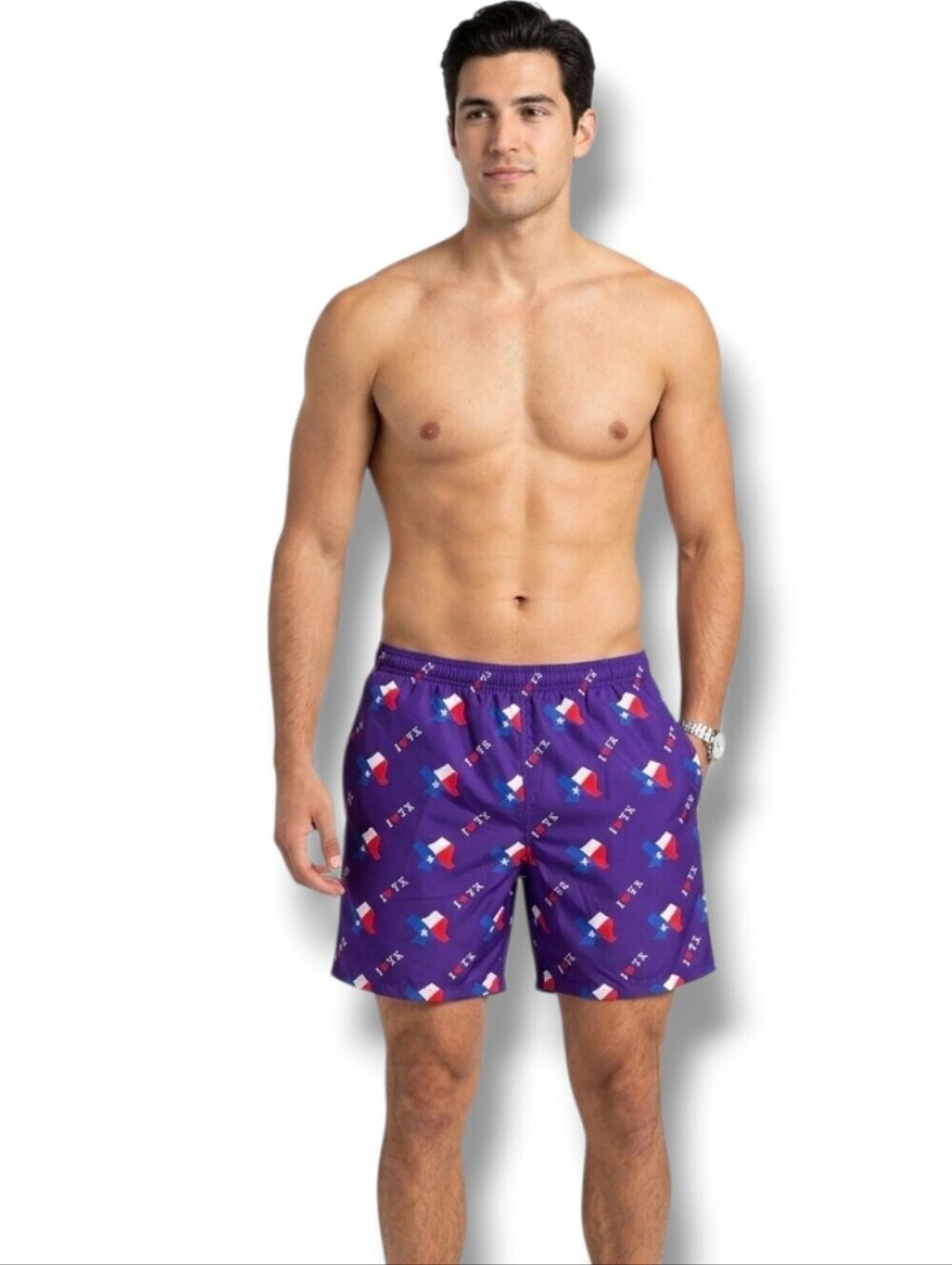 I Love Texas Men’s Quick Dry Swim Trunks – XXL, New Without Tags